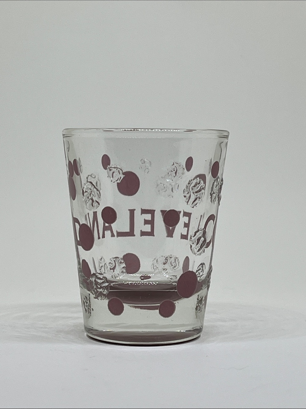 Cleveland Polka Dot Glass Shot Glass - Clear with Mauve Accents - Picture 3 of 3